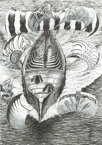 Storm Creators Philippine Sea、2017、（紙にインク） 作： Vincent Alexander Booth