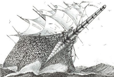 Storm Creators ウェリントン海峡、2023年 （紙にインクと鉛筆） 作： Vincent Alexander Booth