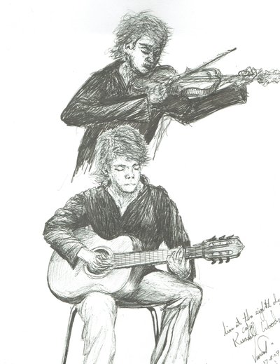 The Guitarist and violinist at 8th day cafe Manchester, 2007 作： Vincent Alexander Booth