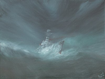 バハマ沖のハリケーンで失われたUSSワリントン 1944年9月13日 2019年版 作： Vincent Alexander Booth