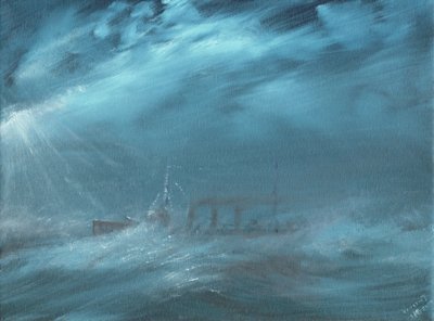 海上で嵐に見舞われるアメリカの駆逐艦 1917年 2019年 作： Vincent Alexander Booth