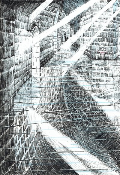 ページ25、フィンドホーンの森の城、2006年（紙にインク） 作： Vincent Alexander Booth