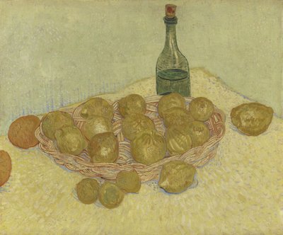 レモンとボトルのバスケット、1888年。 作： Vincent van Gogh