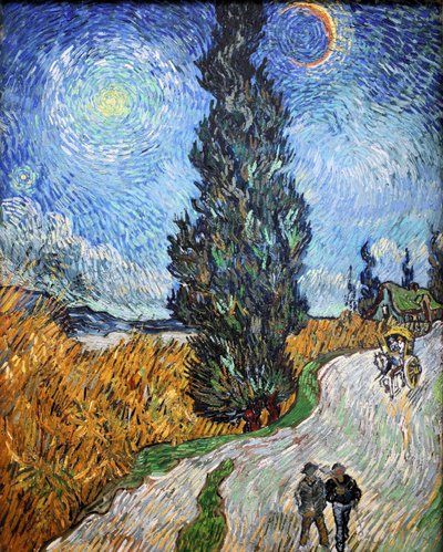 夜のプロヴァンスの田舎道、1890年。 作： Vincent van Gogh