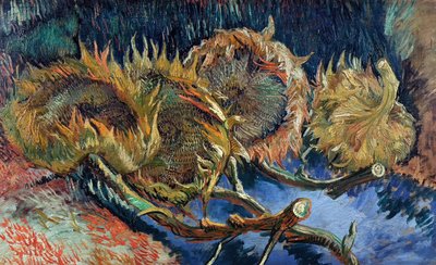 4 カットのヒマワリ、1887 年。 作： Vincent van Gogh