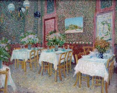 レストランのインテリア、1887年。 作： Vincent van Gogh