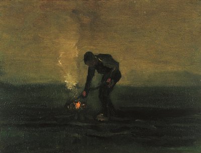 農民の燃える雑草、1883年。 作： Vincent van Gogh