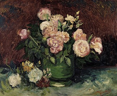 バラと牡丹、1886年。 作： Vincent van Gogh