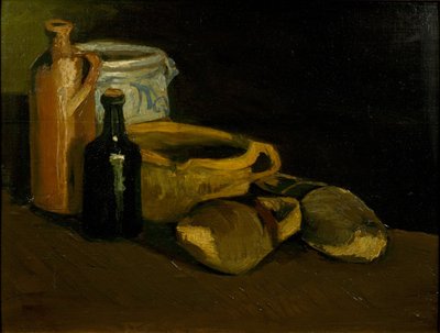 下駄と鉢のある静物、1884年。 作： Vincent van Gogh