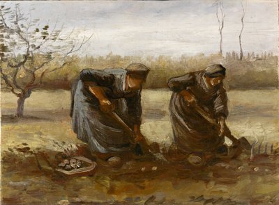 ジャガイモを掘る 2 人の農民の女性、1885 年。 作： Vincent van Gogh
