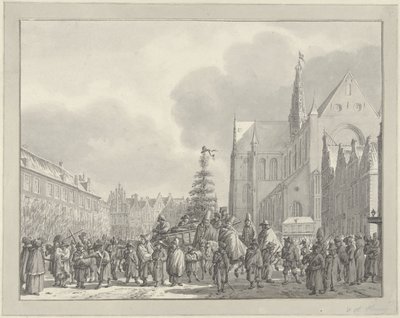 フランス人がハールレムのマルクト広場に到着、1795 年 作： Vincent Jansz. van der Vinne