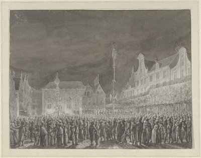 1795 年、ハールレムのマルクト広場でのフランスとの同盟宣言の祝典 作： Vincent Jansz. van der Vinne