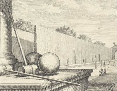 背景にクロケット選手がいるクロケットの属性、1714年。 作： Vincent Laurensz Vinne van der