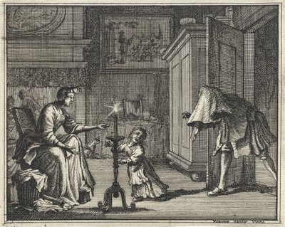 父はインテリアで子供を怖がらせる 作： Vincent Laurensz. van der Vinne (II)