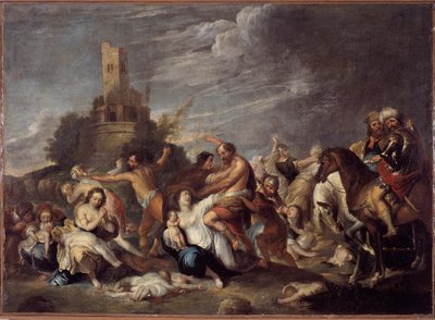 無辜の民の虐殺」 ヴァンサン・マロ作（1600～1650年頃） 1634年 ジュネスのオラトリオ・サン・シルベストロより ストラーダ・ヌォーヴァ美術館（元パラッツォ・ビアンコ）の遺伝子。 作： Vincent Malo
