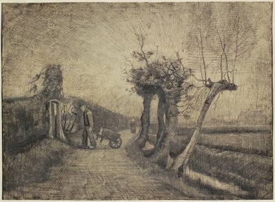 ヌエネンの牧師館庭園裏の道 作： Vincent van Gogh (signed by artist)
