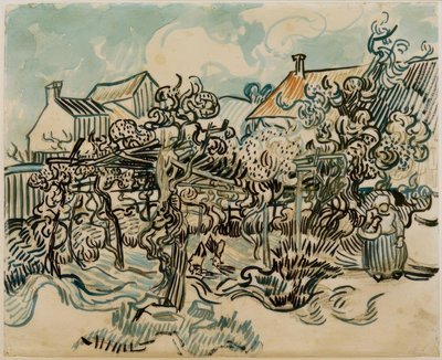 農夫の妻がいる古いぶどう畑 作： Vincent van Gogh