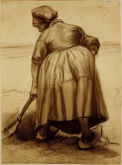 農民の女性を掘る 作： Vincent van Gogh