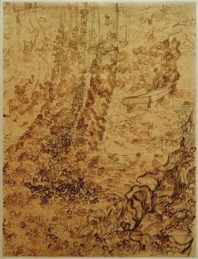 療養所の庭のツタの木 作： Vincent van Gogh