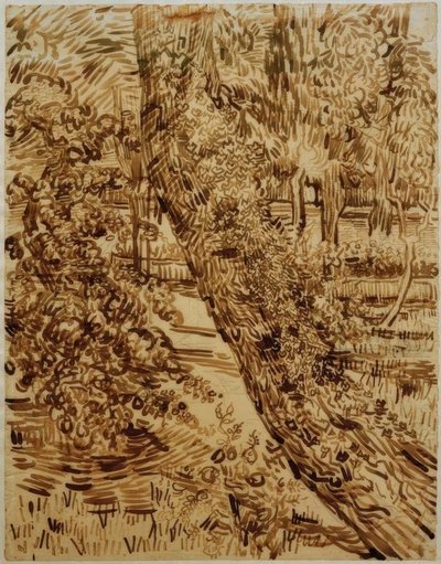 療養所の庭のツタの木 作： Vincent van Gogh