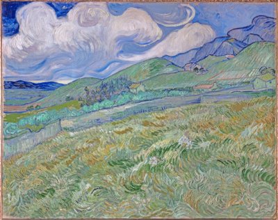 病院サンポールの背後にある山の風景 作： Vincent van Gogh