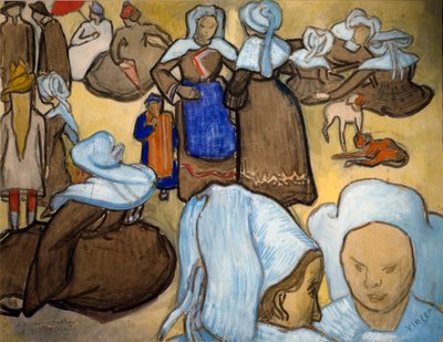 フィンセント・ファン・ゴッホ(1853-1890)によるブルトン人女性の水彩画。Dim.48x67 cm ミラノ、モダンアートギャラリー 作： Vincent van Gogh