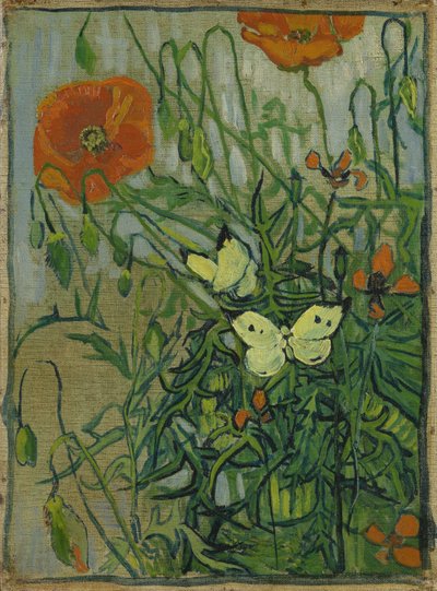 蝶とポピー 作： Vincent van Gogh