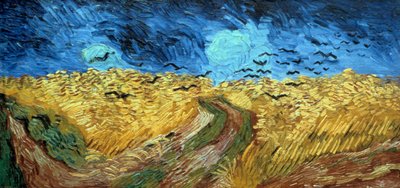 「麦畑のカラス」、1890 作： Vincent van Gogh