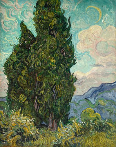 糸杉、1889年。 作： Vincent van Gogh