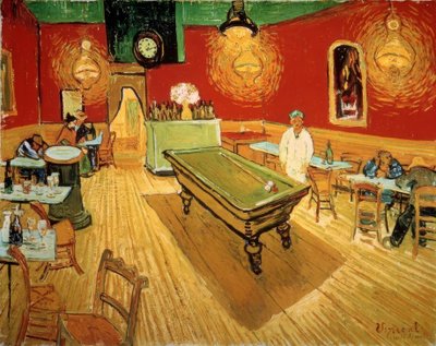 アルルのラマルティーヌ広場にある夜のカフェ 作： Vincent van Gogh