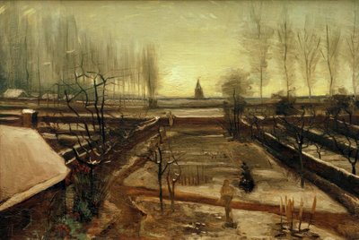 雪の中でニュエネンの教区庭園 作： Vincent van Gogh