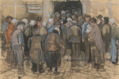 貧しい人々とお金（州の宝くじ事務所の前を急ぐ）。 1882 作： Vincent van Gogh