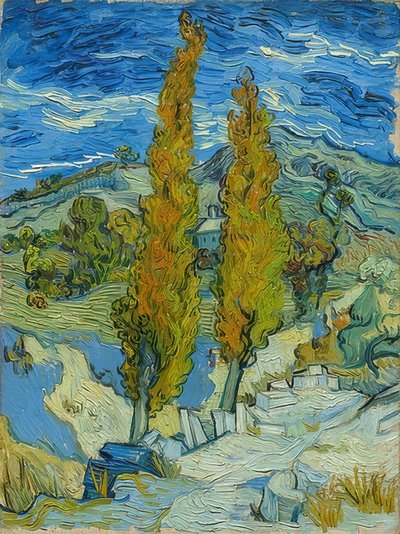 サンレミのポプラ。 1889 作： Vincent van Gogh