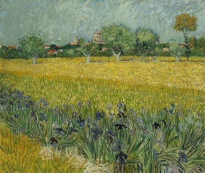 アルルの近くのアイリスのあるフィールド。 1888年5月 作： Vincent van Gogh