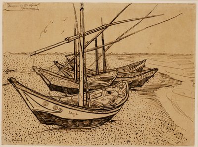 サントマリードラメールのビーチでの釣り船 作： Vincent van Gogh