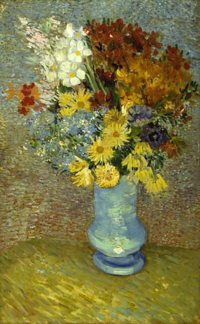 青い花瓶の花 作： Vincent van Gogh