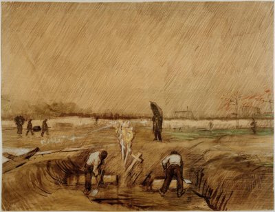 雨の中の墓地 作： Vincent van Gogh