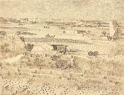 収穫 -- ラ クラウ平原、1888 年。 作： Vincent van Gogh
