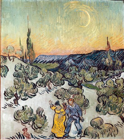 夕暮れ時の風景（サン・レミーまたはサン・レミー）。フィンセント・ファン・ゴッホ（1853-1890）の絵画 作： Vincent van Gogh