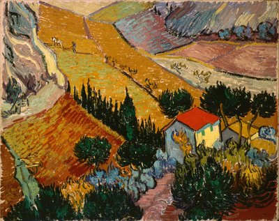 家と農夫のいる風景 作： Vincent van Gogh