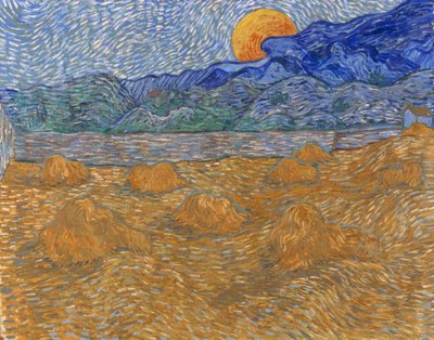 麦の穂と昇る月のある風景 作： ヴィンセント・ヴァン・ゴッホ
