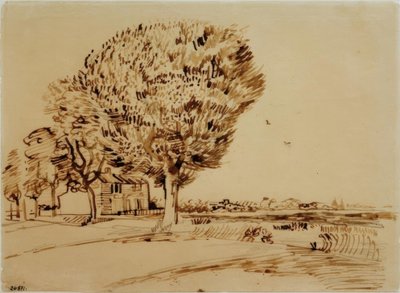 家と木のある風景 作： Vincent van Gogh