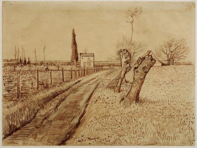パスとポラードウィローのある風景 作： Vincent van Gogh