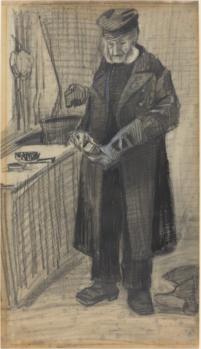 ブーツを磨く男、1882年。 作： Vincent van Gogh