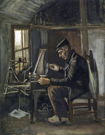 ゴッホ、フィンセント、ファン（1853-1890）の「毛糸を巻く人」。紙に水彩画、サイズ：44,8x35,4 作： Vincent van Gogh