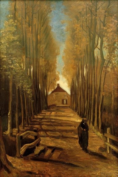 秋のポプラアベニュー 作： Vincent van Gogh
