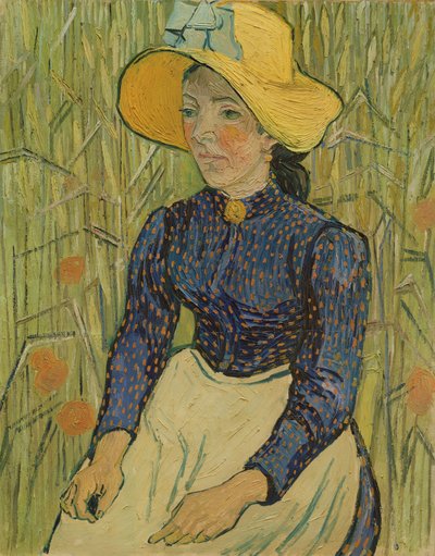 麦わら帽子の農民少女、1890 作： Vincent van Gogh