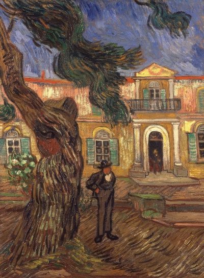 サンポール病院の前の松と人物 作： Vincent van Gogh