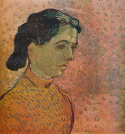 ピンクの背景の少女の肖像画、1888 作： Vincent van Gogh