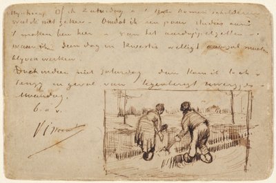 2 人の農夫が掘っているはがき、1885 年。 作： Vincent van Gogh